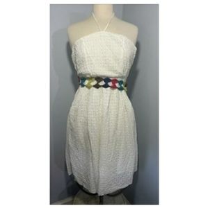 Anthropologie dress HD IN PARIS Blanched Eyelet Ivory Mini Dress Size